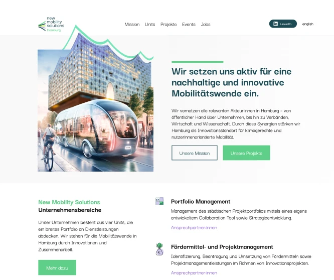 WordPress Website der New Mobility Solutions Hamburg