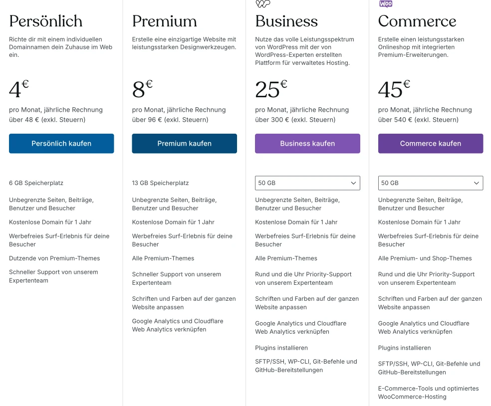 Wordpress hosting kosten bei wordpress.com